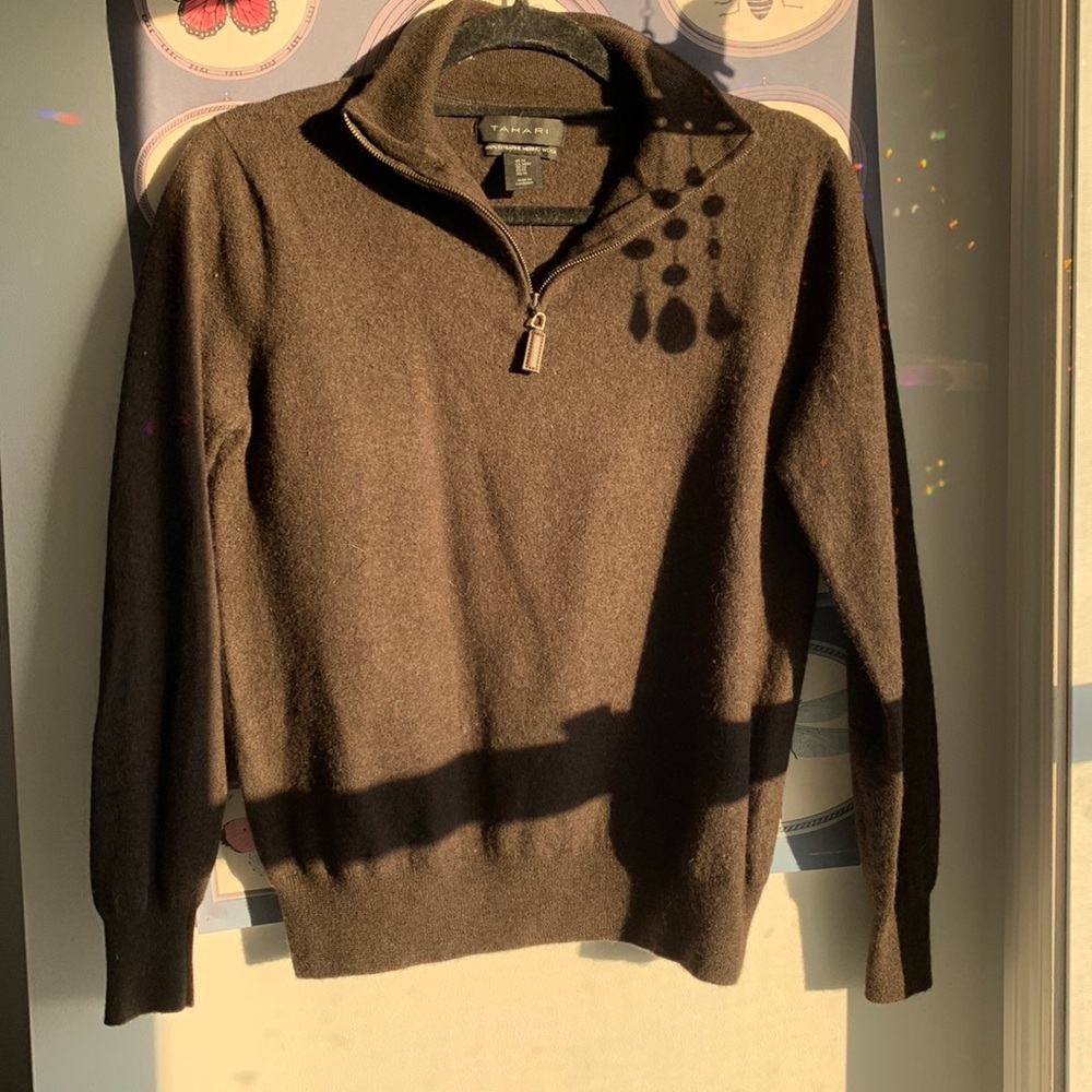 Tahari Merino Wool 1/4 Zip - Chocolat